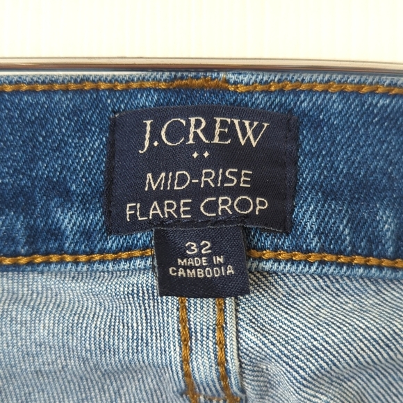 J. Crew Classic Medium Wash Mid Rise Button Fly Flared Ankle Cropped Jeans 32 - Picture 8 of 15